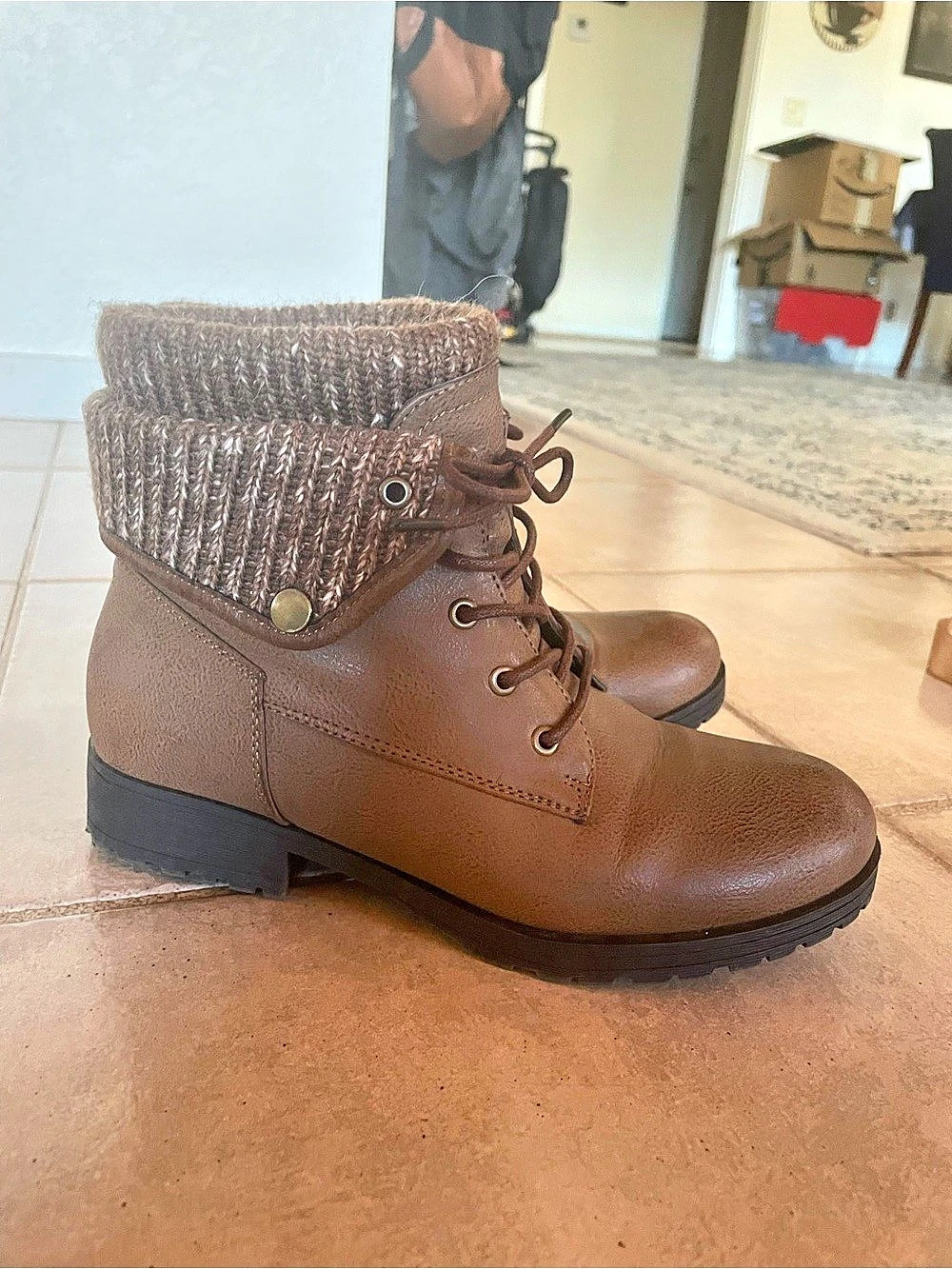 Jessica Simpson Brown Knit Cuff Boots US 8M